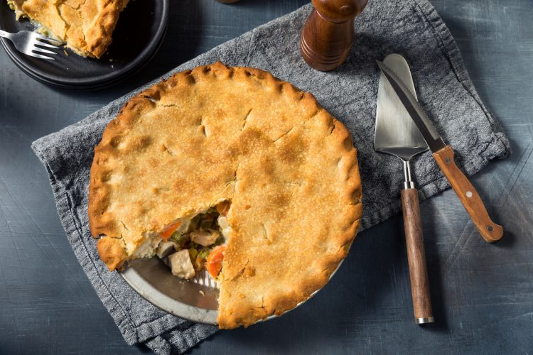 Healthy Homemade Chicken Pot Pie with Sauce and Peas